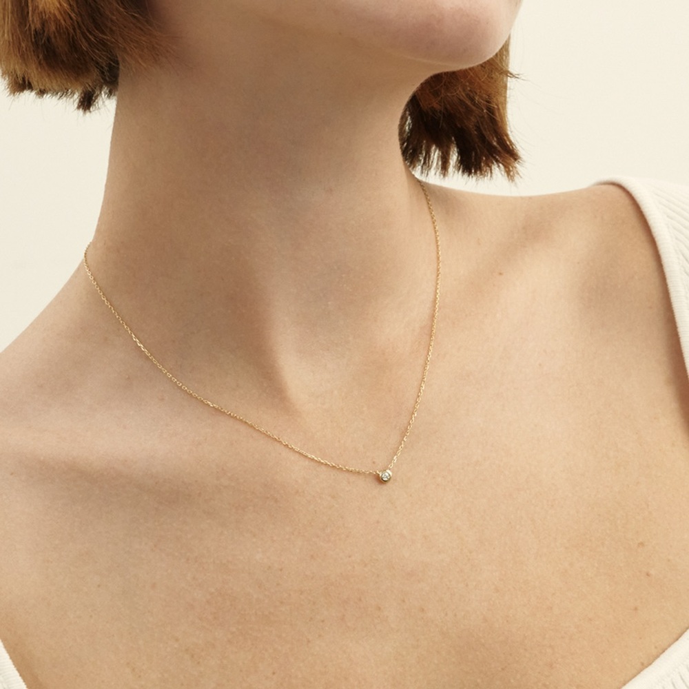 LUNNE (korean brand)
14K Diamond Essential Bezel Necklace (14K Gold) #LCN02 - Picture 15 of 15